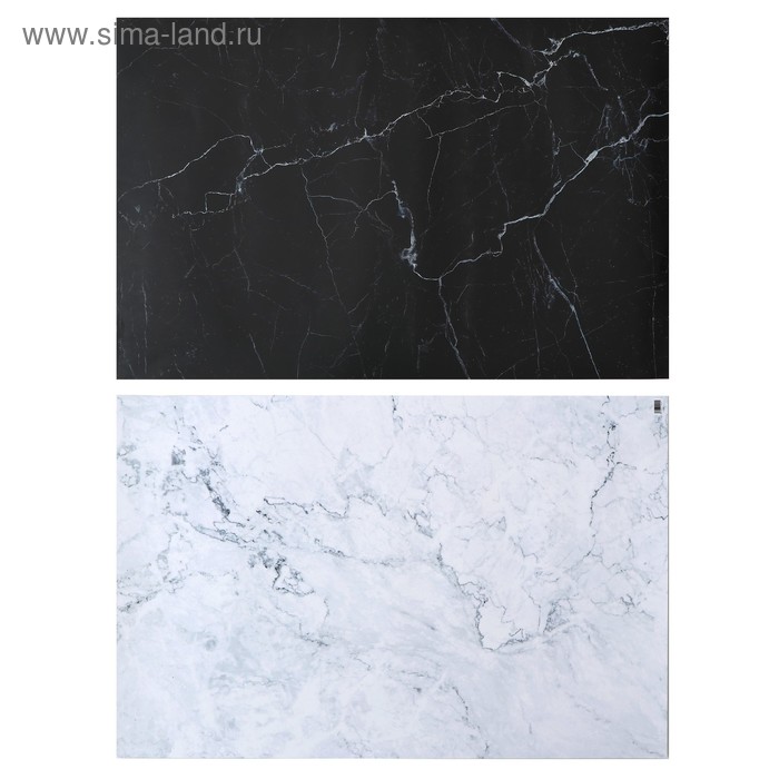 Фотофон для съёмок, двусторонний бумага 300 г «Белый и чёрный мрамор», 57×87 см