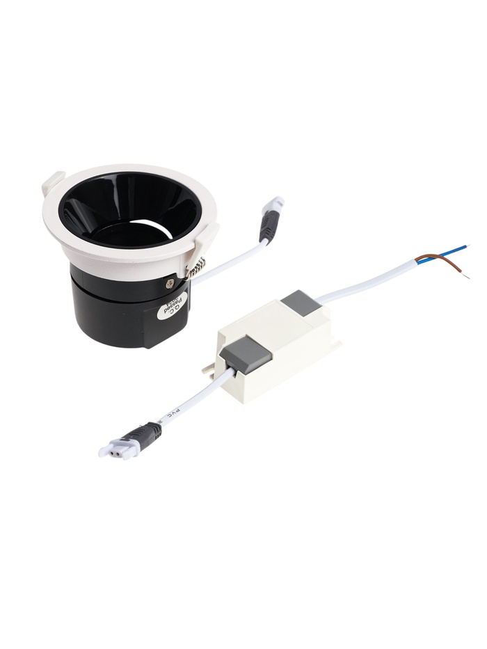 Светильник светодиодный, встраиваемый, поворотный, 6 Вт, 6500К, с драйвером, D75, чёрный, белый