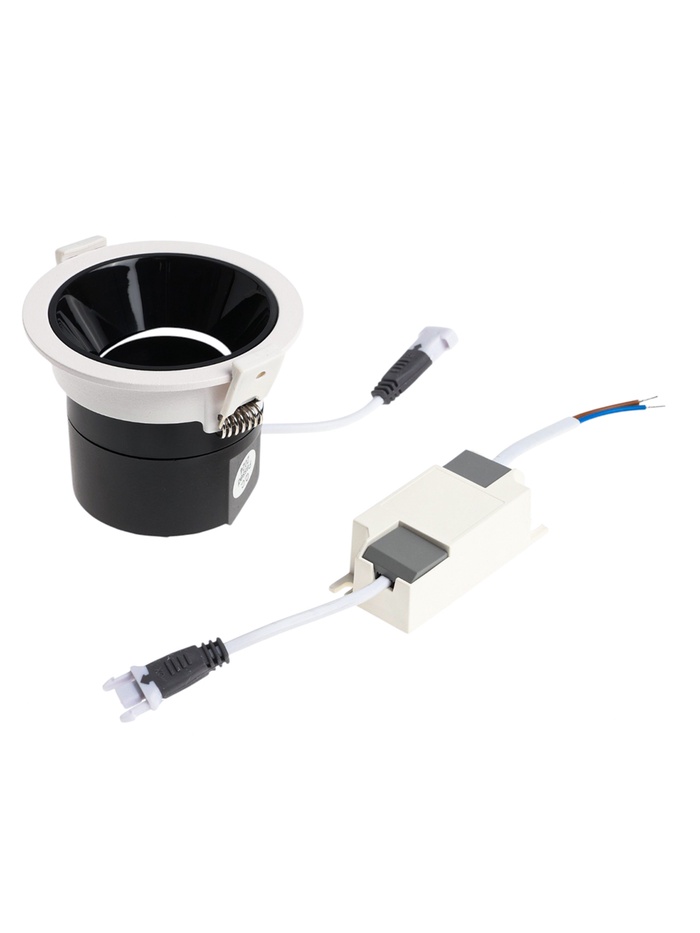 Светильник светодиодный, встраиваемый, поворотный, 6 Вт, 4000К, с драйвером, D75, чёрный, белый